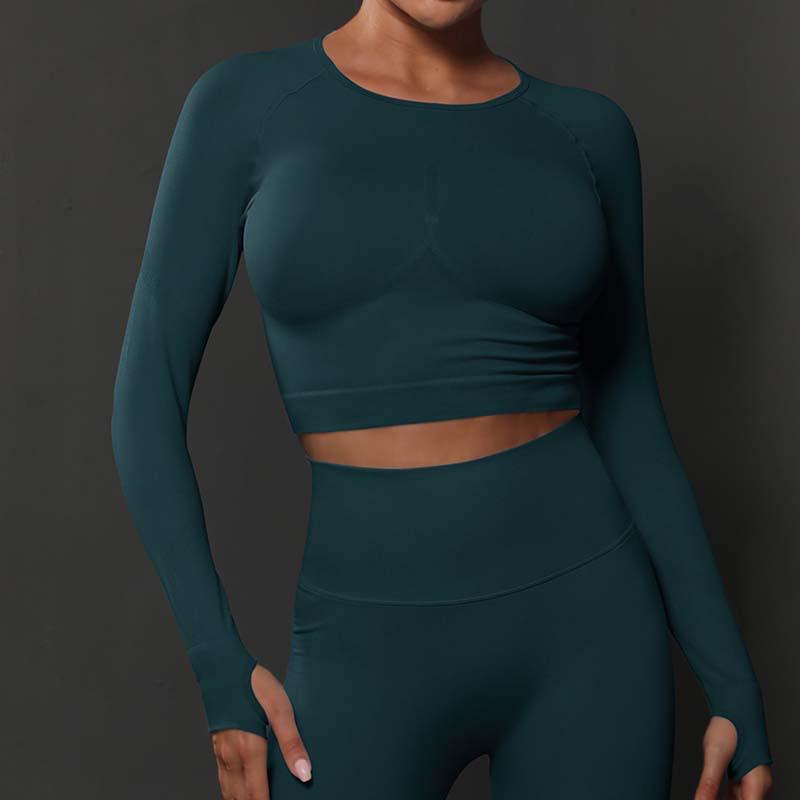 Pokročilá dámská sada na jógu a běh s dlouhým rukávem s pocitem nahoty a ochranou rukou