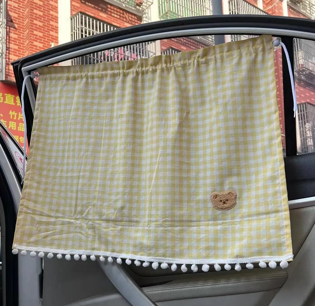 1PC Universal Car Sun Shade Curtains Cute Cartoon Bear Car Styling Rear Side Window Windshield Sunshade Protect Window Curtains