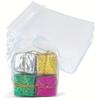 50-Pack Nylon Gusseted Gift Bags with Drawstring, Transparent Wedding Favor Bags, Jewelry Packaging, Holiday Gifts, Cosmetics & Candy Pouches, White