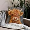 Highland Cow Pillow Cover Cute Cow Pattern Pillowcase with Hidden Zipper Home Decor Throw Pillow Case for Farmhouse Living Room Bedroom Sofa