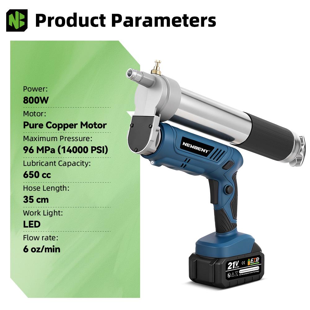 Newbeny 14000PSL 96Mpa Elektrisk Fettpress Högtryck Bil Smörjolja Bilunderhållsverktyg För makita 18v batteri pinne