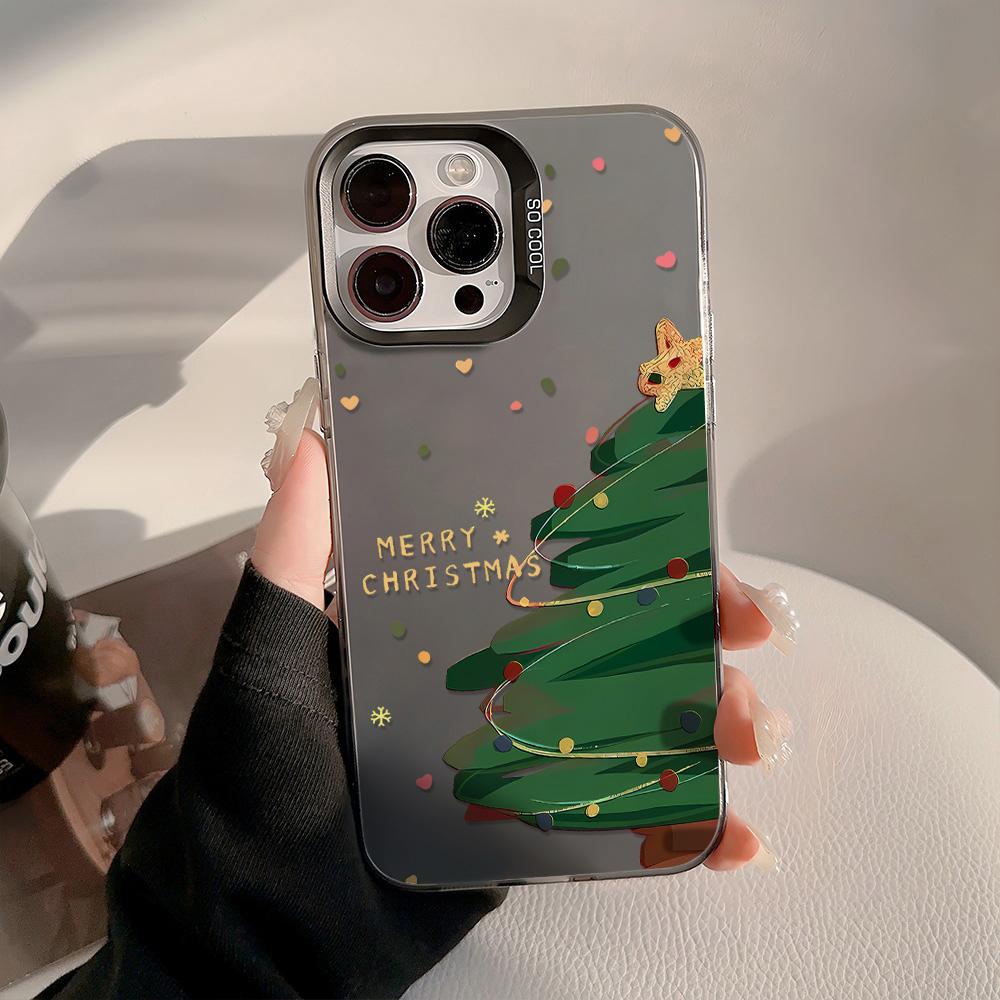 Cute Gingerbread Man Christmas Phone Case For iPhone 17 16 13 12 11 14 15 Pro Max Luxury Electroplate Silver Shockproof Cover