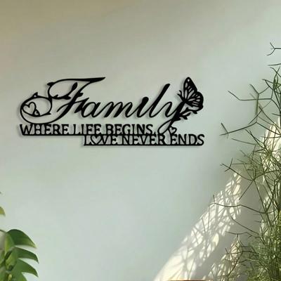 Family Themed Metal Wall Art Rustic Home Decor Iron Living Room Door Hanger Farmhouse Gift Wedding Christmas Thanksgiving