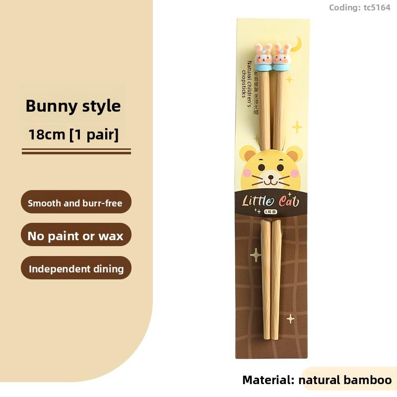 Natürliche Bambus-Kinderstäbchen für den Heimgebrauch, niedliche Zeichentichentiere, 6-12 Jahre alt, kurze Trainingsstäbchen
