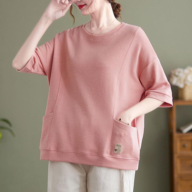 

Лето Женщины Футболка Летучая мышь Хлопок Футболка Мода Пэчворк Топы Футболки Туника Рубашка Свободный Повседневный Твердый Оверсайз Топы & Тройники