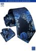 [Enlision] Men's Tie, Blue Navy, Floral Pattern, Japanese Style, Stylish, Wedding, Silk, Patterned, EF-01
