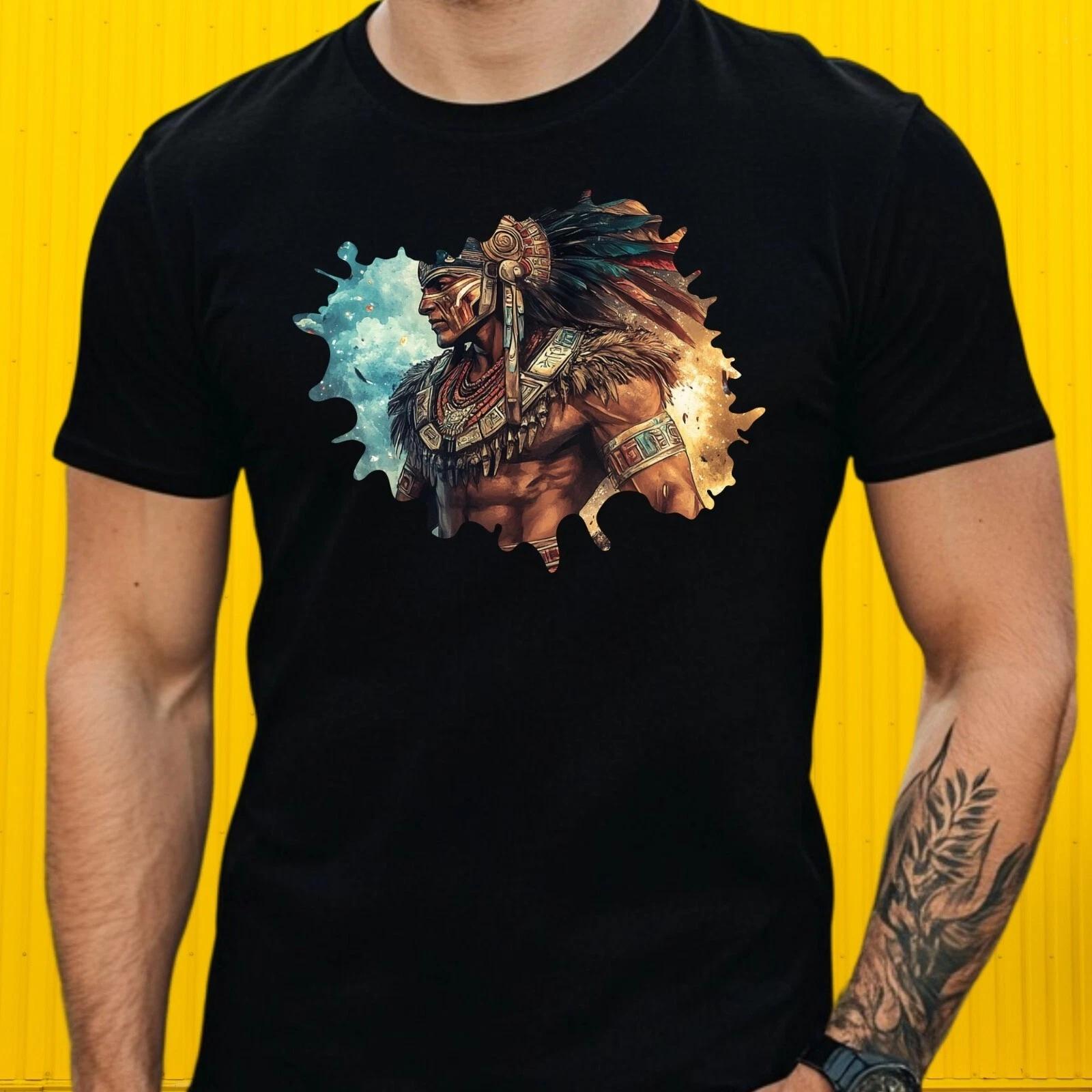 T-Shirt Herren Aztekischer Krieger Motiv Baumwolle Größe S bis 5XL S