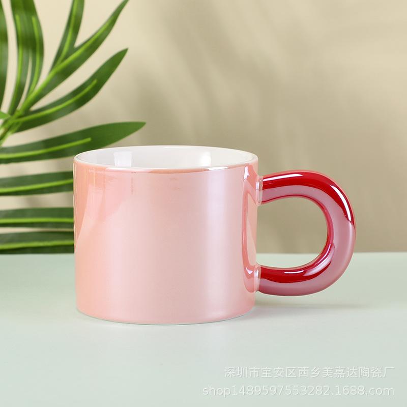 Creative Light Luxury Pearlescent Glaze Boys And Girls High Value Cup Couple Afternoon Tea Souvenir Coffee Cup
