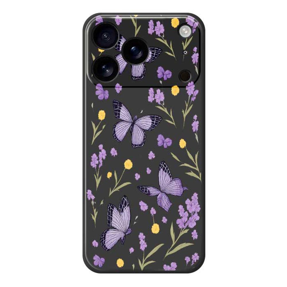 For iPhone 17 Pro Max Case Purple Butterflies Pattern Printing Straight Edge TPU Phone Back Cover