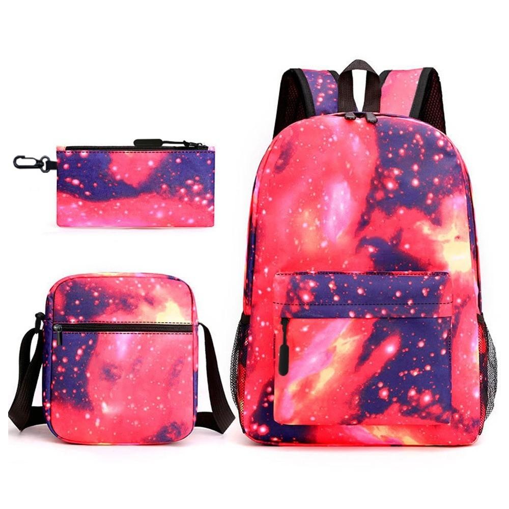 

3pcs/set Cartoon Printed Students Backpack Large Capacity Wear Resistant Shoulder Bag Crossbody Bag Kit Multi-functional Modern