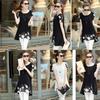 Elegant Summer Women's Short Sleeve Round Neck Chiffon Dress In Various Sizes