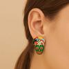 Personality Dripping Oil Skull Earrings Flower Enamel Skeleton Stud Earrings  Autumn