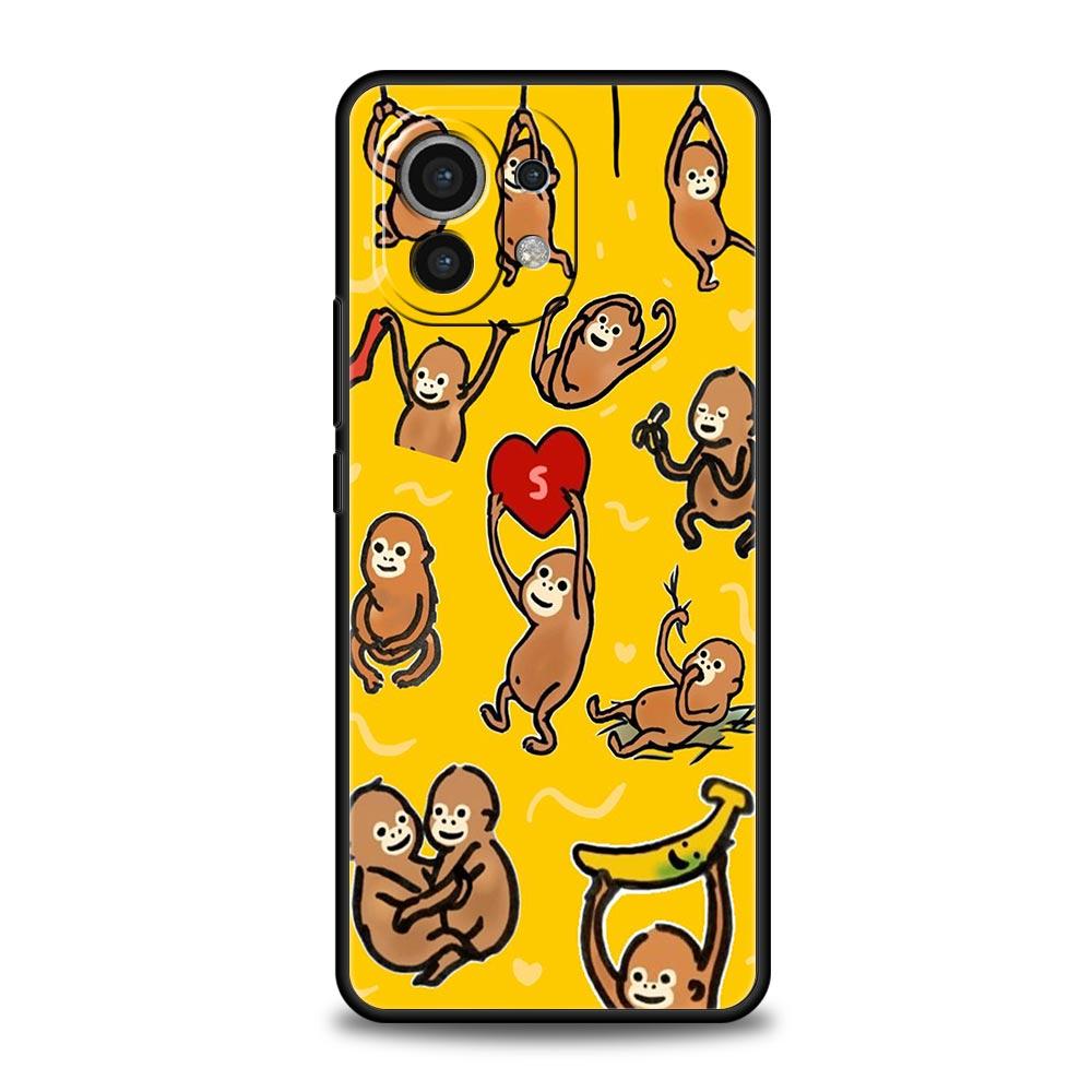Monkey And Banana Phone Case Cover for Xiaomi Mi 17 15 14 13 12 11 Ultra 15T 14T 13T 12T 11T Pro Lite 5G Soft TPU Shell Fundas