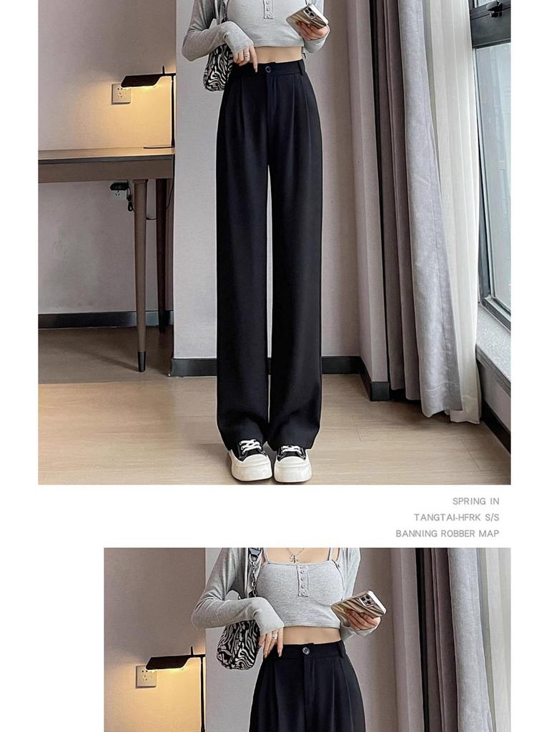 Women's High-Waist Wide-Leg Pants: Spring/Summer Straight Suit, Loose & Slim Fit.