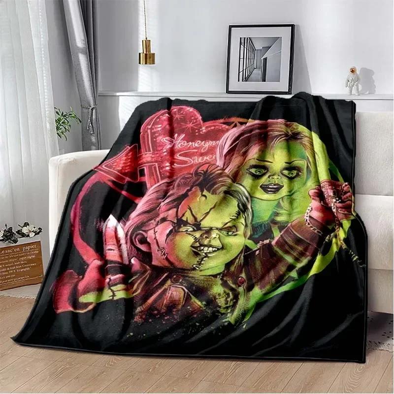 3D Horror Movie Character Chucky Saw Cartoon Area Blanket Fashion Soft Cozy Living room Bedroom Sofa Bed Travel Blanket