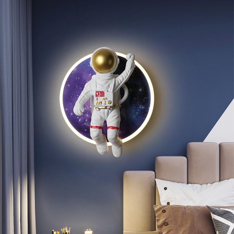 Children's Room Bedside Lamp Boy Female Simple Astronaut Cartoon Wall Lamp Creative Corridor Bedroom Lamp Protection Wall Light