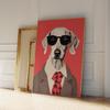 Modern Rot Lustiger Hund im Anzug Tanzt Cooles Tier Wandkunst Drucke Leinwandmalerei Poster Bild Wohnzimmer Heimdekoration