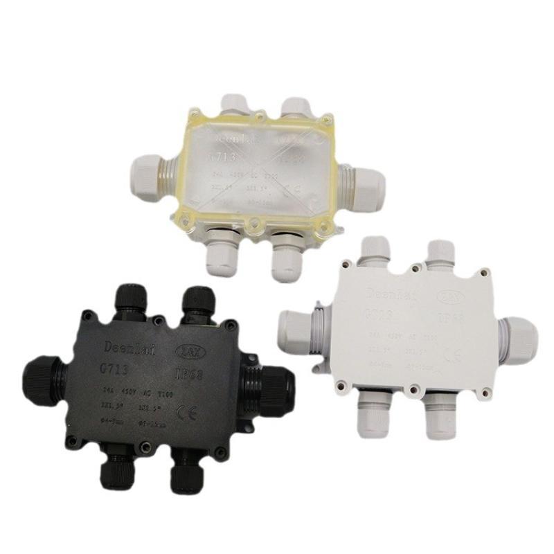 G713 IP68 Waterproof Junction Box 6 Cable Ports Heavy Duty Plastic Shell for Farm Outdoor Power Cable Splicing