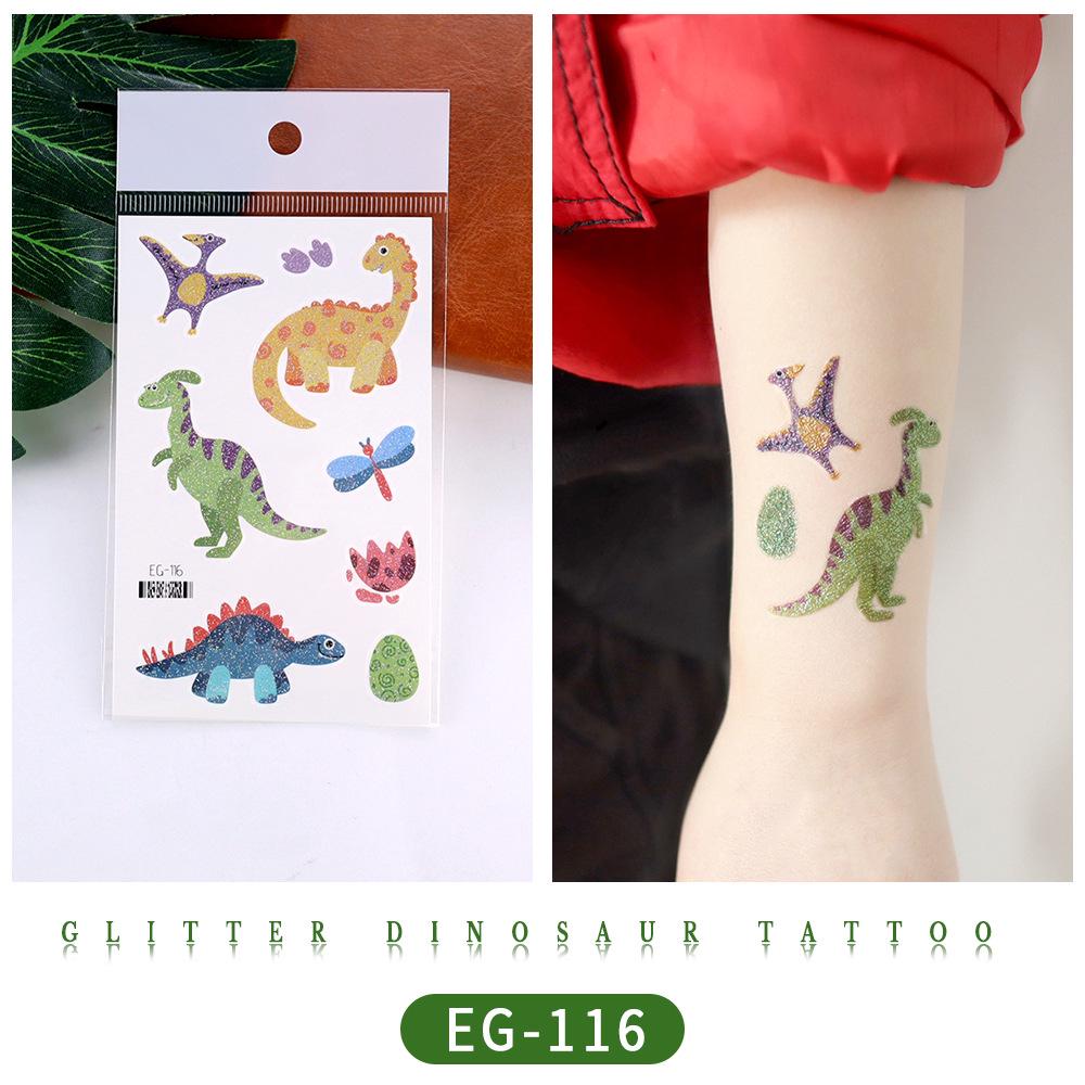 Ruikalong Glitter Animal Tattoo Stickers for Kids - Cartoon Dinosaurs, Water Transfer
