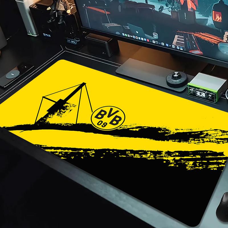 Borussia Dortmund Logo Farbe Mauspads Großes Gaming Tischkissen Rutschfest Laptop Tablet Großes Mauspads XXL Matte Mini PC Spielmatte Mit Verriegeltem Rand