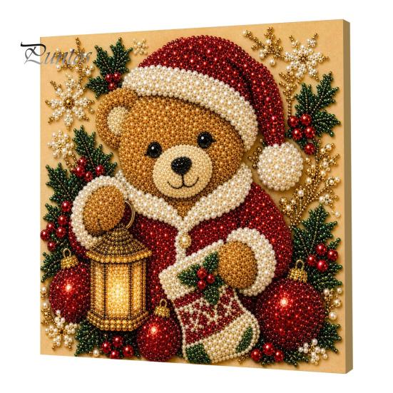 Christmas Home Decoration Faux Pearl Art Kit, DIY Snowman Painting 3D Festive Living Room Accents Xmas Scenes Crafting Project for Adults Beginners,