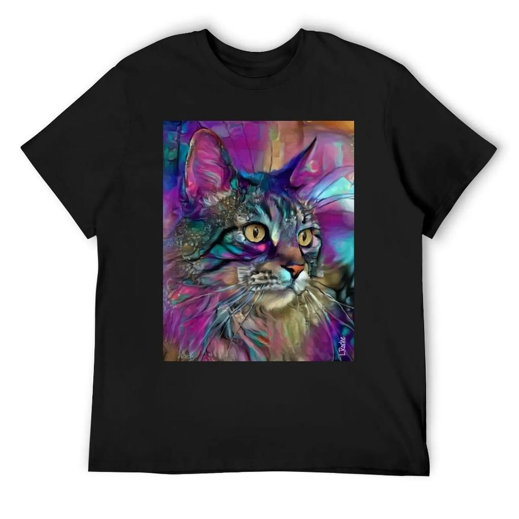 Luigi, Cat, Cat, Vhat, Lea Roche Paintings T-Shirt Anime Summer 2025 Cotton Man T-shirts Fitted T Shirts for Men