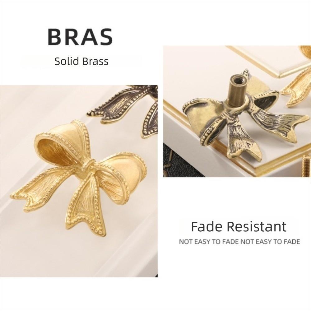 Vintage Cabinet Door Knobs Furniture Hardware Wardrobe Drawer Pulls Bow Tie Brass Handle  Window