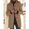 Womens Vintage Solid Color Button-Up Stand Collar Wool Blend Coat Winter 2026