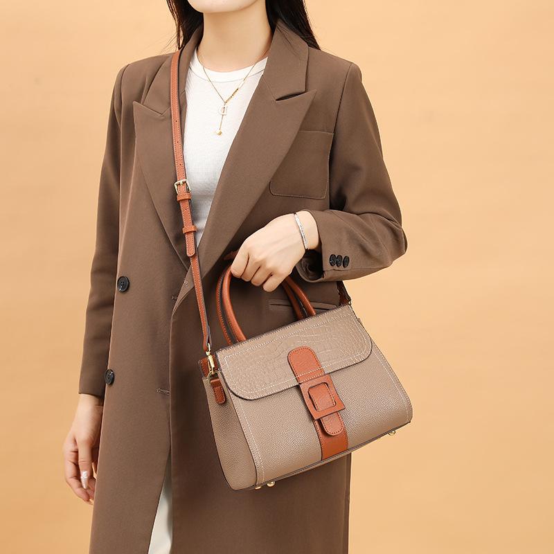 Summer High Quality Texture European and American Style Crocodile Pattern Color Blocking Versatile Women's Bag Shoulder Bag Crossbody Handbag