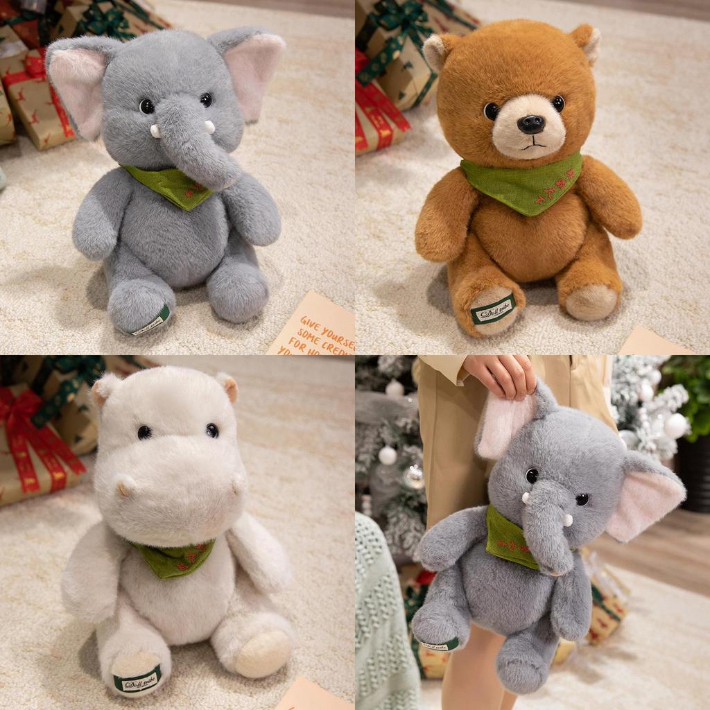 Dschungeltier Plüschtier Elefant Bär Nilpferd Kurzer Plüsch Kinderzimmer Dekor Weiche PP-Baumwolle Geschenk für Kinder