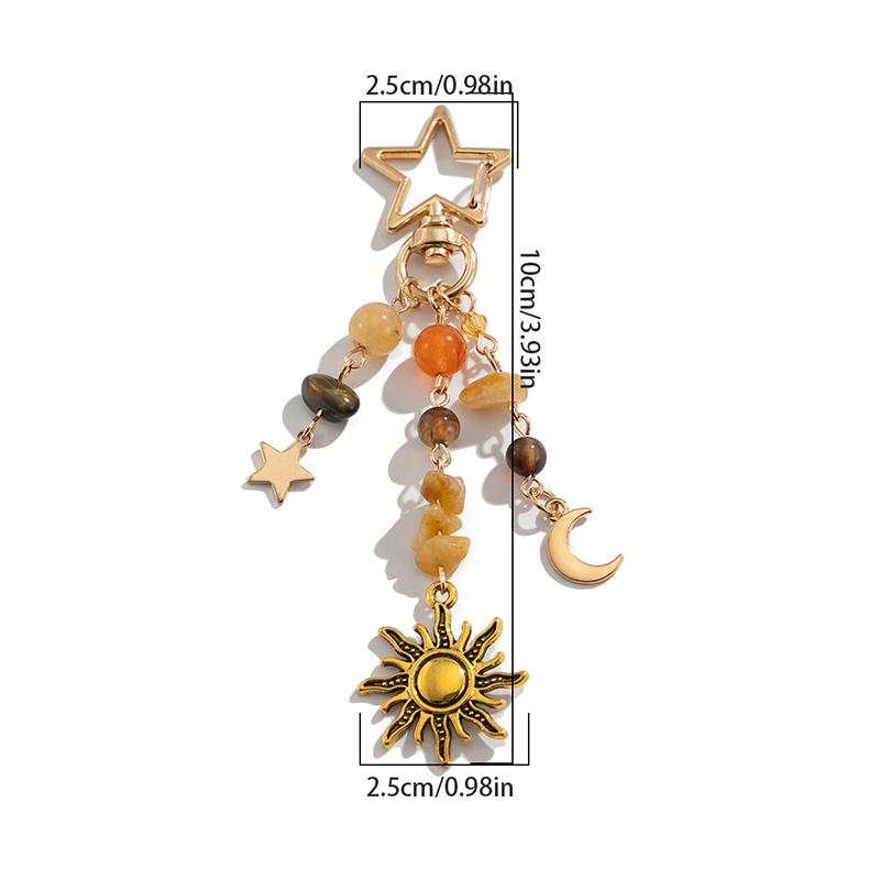 Sweet Simple Stars Moon Sun Pendant Keychain Creative Car Key Ring Exquisite Fashion Backpack Decoration Accessories Gifts