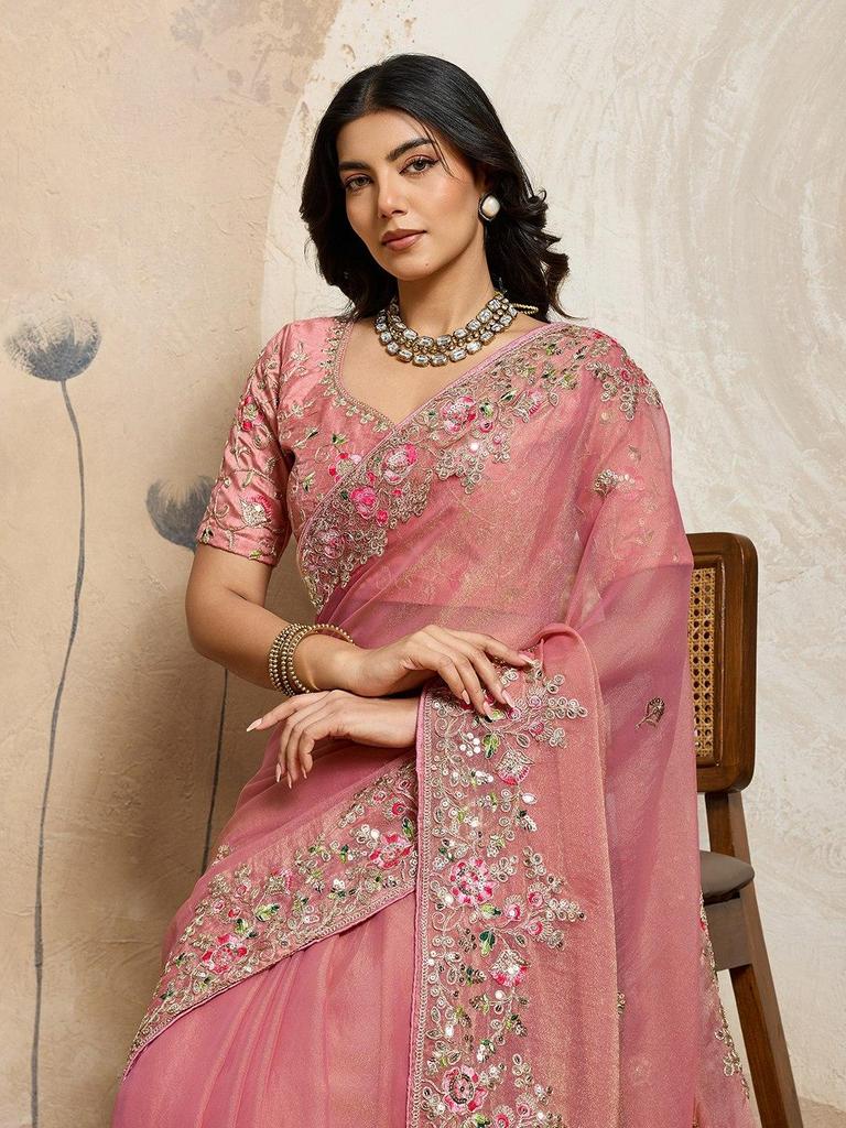 Saree Speciale da Matrimonio Premium in Chiffon Muschio NxC