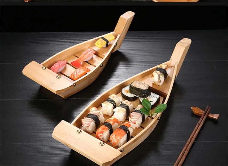 Japanese Cuisine Sushi Boats Sushi seafood Tools bamboo Wood Handmade Ship Sashimi Assorted Cold Dishes Tableware Bar Suppliers