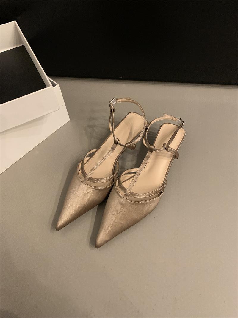 

Такие экстравагантные~ Босоножки на каблуке-рюмочке Baotou женские на тонком каблуке новые летние атласные темпераментные с острым носком туфли-лодочки 40 хаки