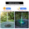 Solarbrunnen, 4 W, Vogelbad-Springbrunnenpumpe, verbesserter Springbrunnen mit Glasplatte und farbigen LED-Leuchten, 7 Düsen und 4 Halterungen