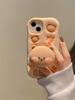 Lovely 3D Bear Hidden Holder Stand Silicone Phone Case For iPhone 11 12 13 14 15 16 Pro Max XS XR X 7 8 Plus Cute Girl Cover