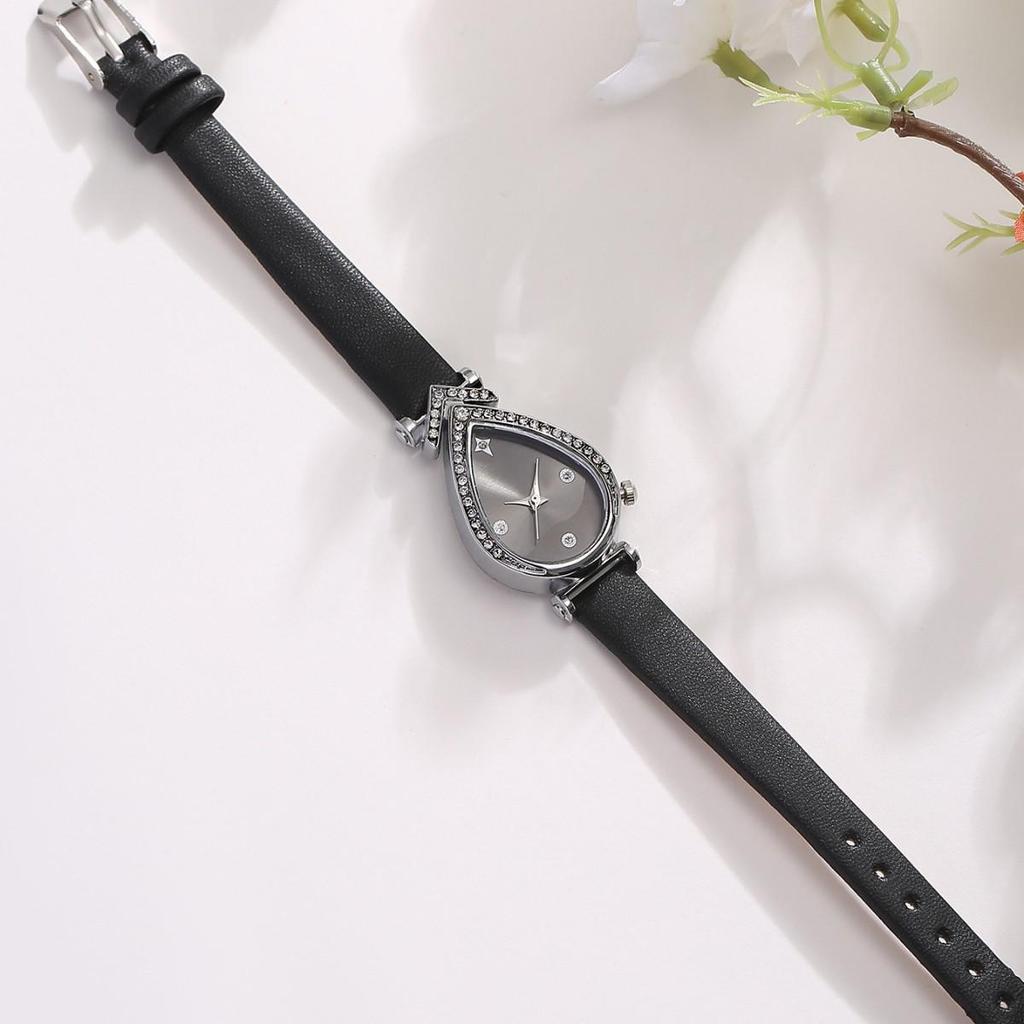 Damen-Quarz-Armbanduhr mit Strasssteinen in Tropfenform - Kreatives, vielseitiges, lässiges Design mit persönlichem Armband