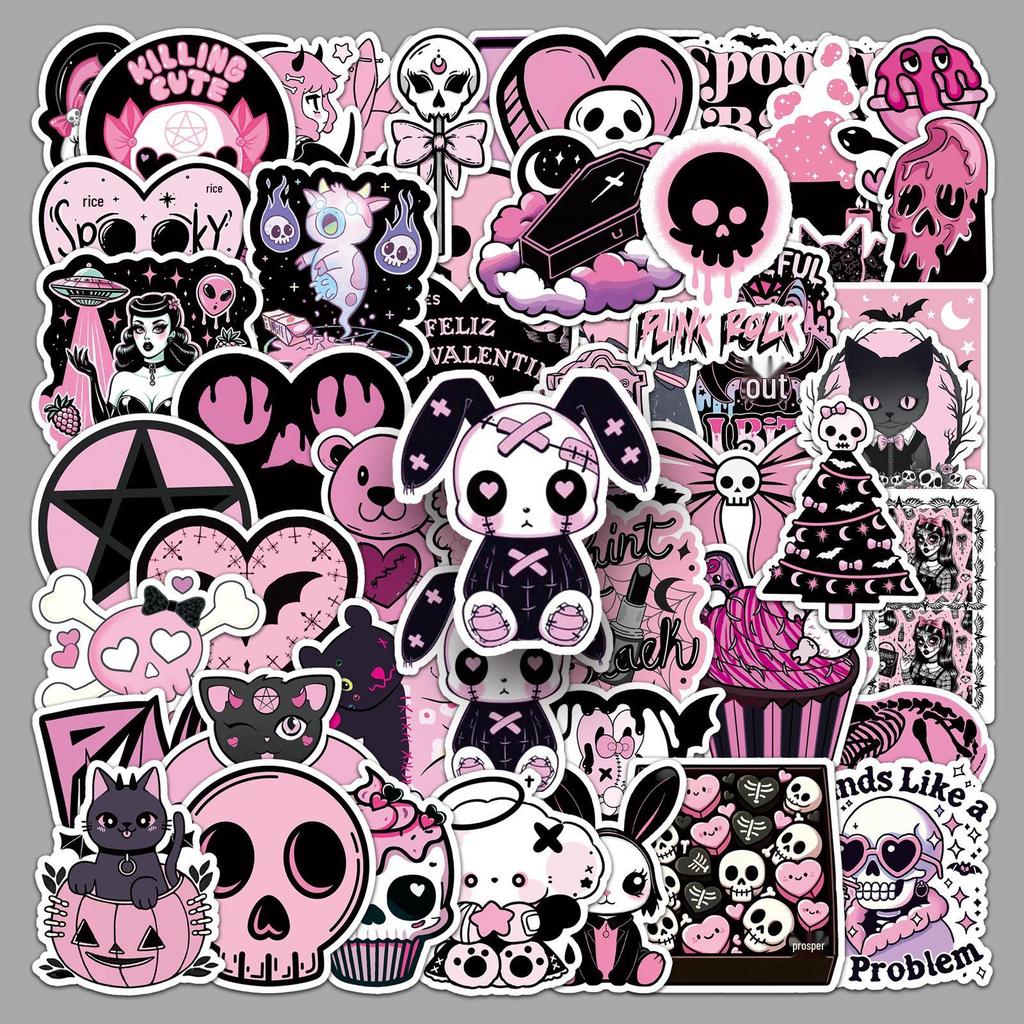 50 Black Gothic Graffiti Skull Stickers for Cars, Phones, and Guitars