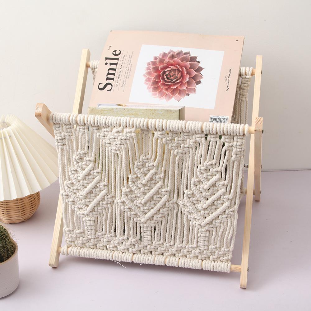 Nordic Cotton Rope Woven Magazine & Book Rack - Creative Floor-Standing Display