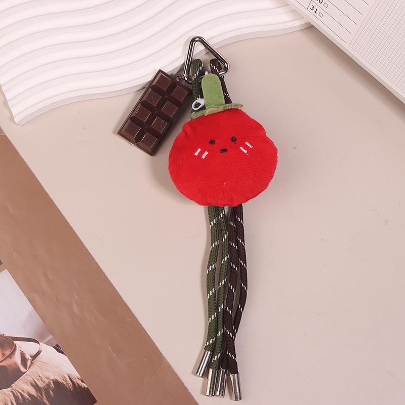 Fun Cartoon Bread Plush Keychain Y2K Trendy Braided Rope Lanyard Keyring Car Key Holder Bag Pendant Backpack Hanging Decoration
