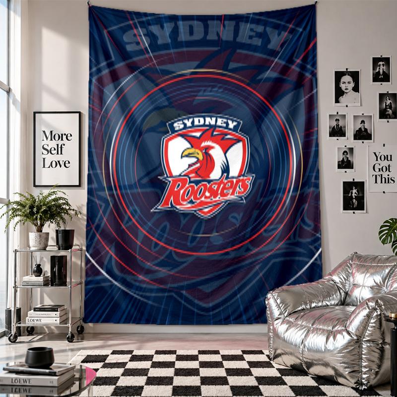 Sydney Roosters Wandteppich Heimdekoration Wandbehang Tuch für Schlafzimmer Wohnzimmer Hintergrund