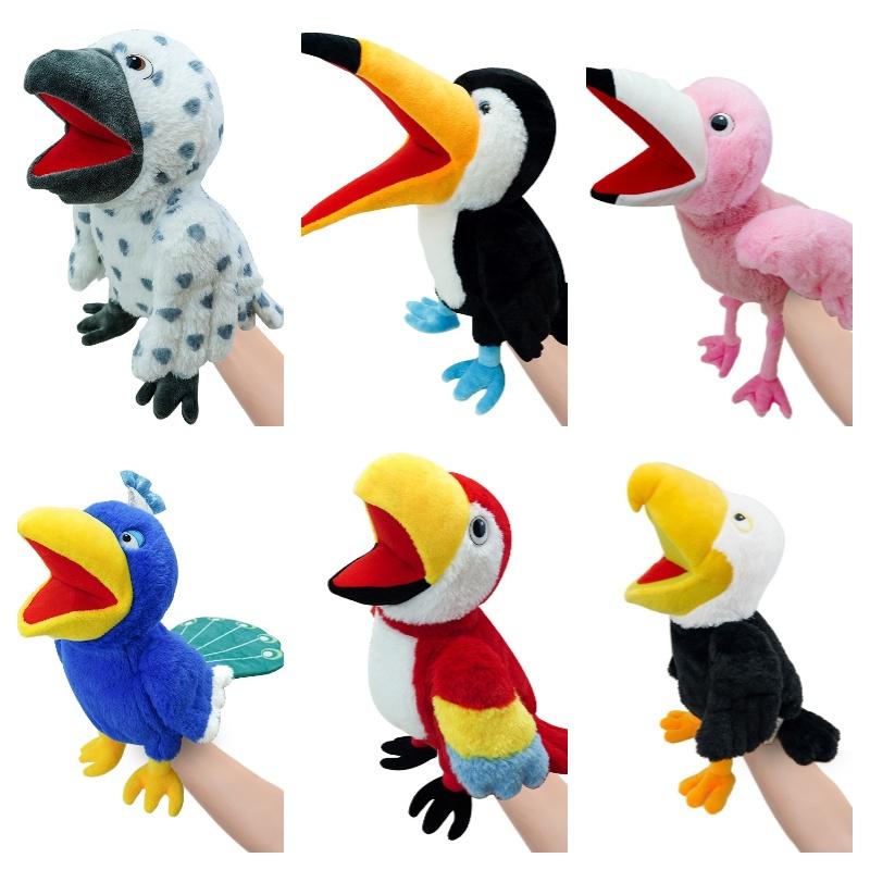 New Cross-border Bird Animal Hand Puppet Large Beak Parrot Toy For Soothing Kids Wholesale Eagle Doll