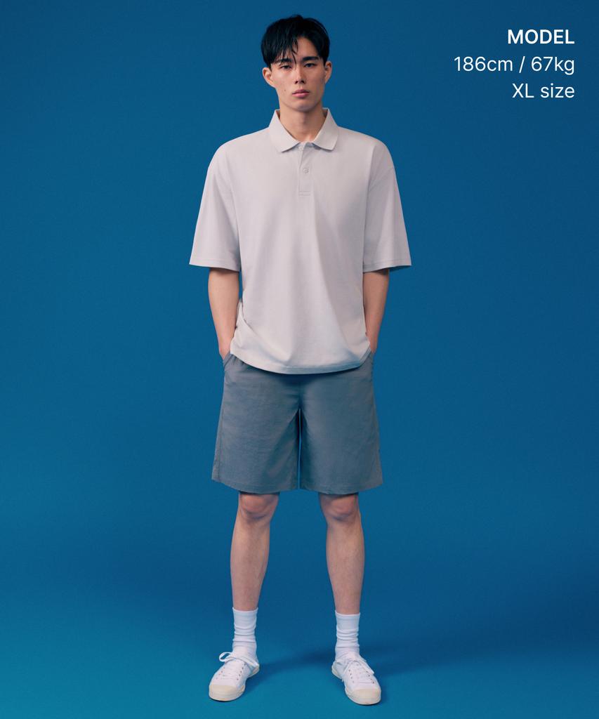 MUSINSA STANDARD [Cooltandard] Oversized Pique Polo Shirt [Ash Grey]