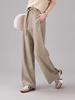2026 Women's Black Cotton High-Waisted Wide-Leg Pants - Loose, Slimming, and Floor-Length for Spring and Autumn.