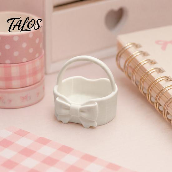 3D Printed Bow Storage Basket, Portable Rounded Design Lipstick Sundries Holder for Entryway Desktop Vanity Tabletop, Girly Style Home Organizer