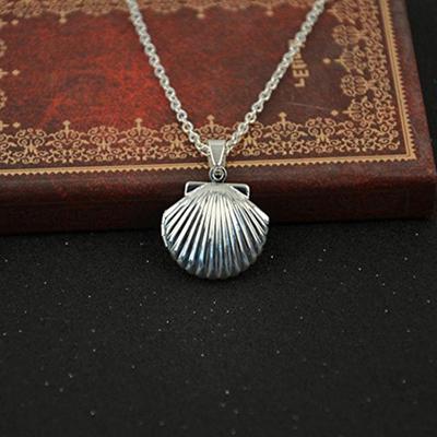 Stilvolle Damen-Halskette mit Muschel-Medaillon-Anhänger, Legierungskette, Schmuck, Geschenk