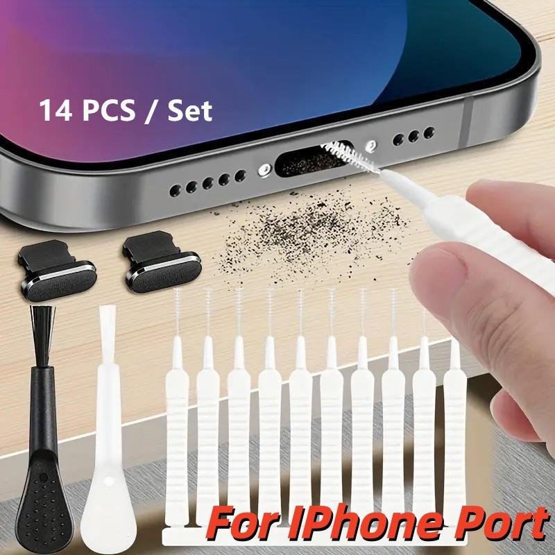 Cell Phone Charging Port Dust Plug with Cleaning Brush for IPhone 15 14 13 16Pro Max Plus Samsung Xiaomi IOS Type C Cleaner Set