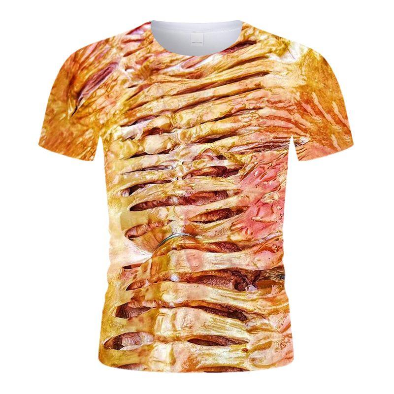 Barbecue Squid Kebab Pattern T Shirt For Men 3D Printed BBQ T-shirt Round Neck Short Sleeve Tee Shirts Tops Street Loose Tshirt