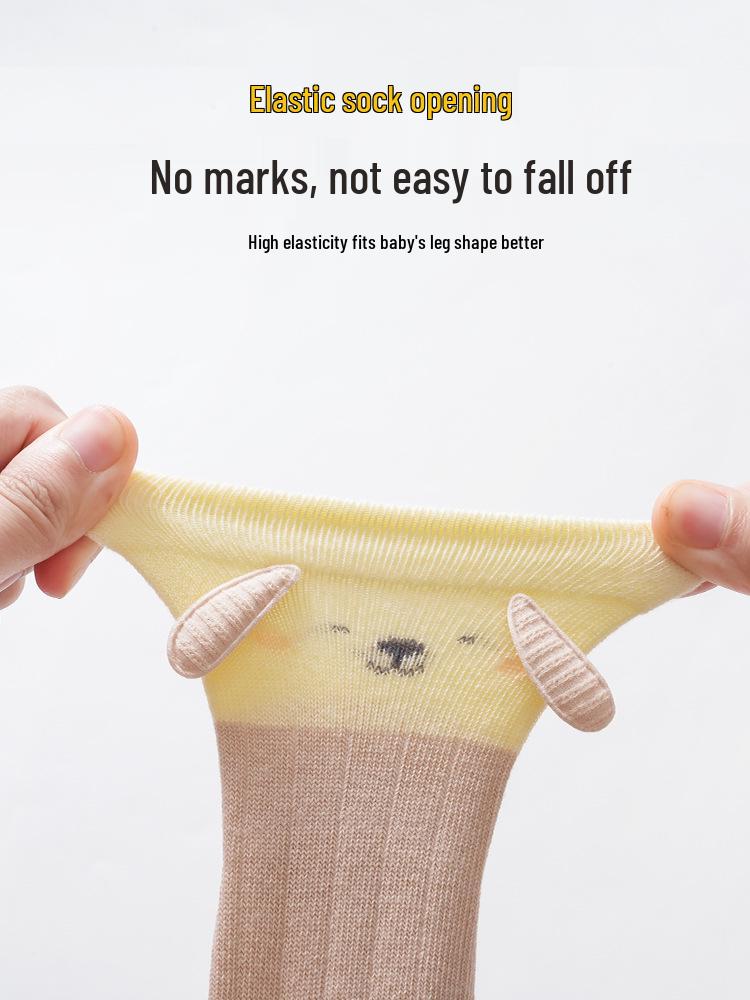 Xiyu Jia Automne/Hiver Chaussettes en Coton Peigné pour Bébés et Tout-Petits avec de Jolies Petites Oreilles, Design Sans Couture Tube Court