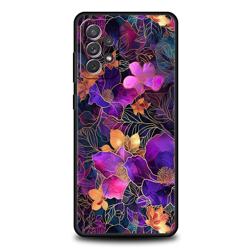 Colorful Flower Phone Case for Samsung Galaxy A55 A35 A15 A14 A25 A54 A51 A71 A72 A73 A32 A52 A52S A41 5G Silicone Shell Capas